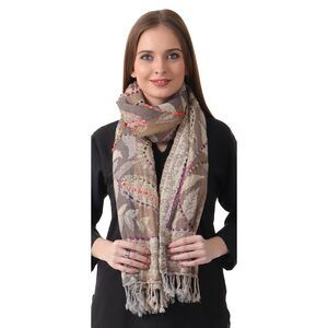 7721 E.h 100% Lamb Wool Thick, Hand Embroidered Beautiful Paisley